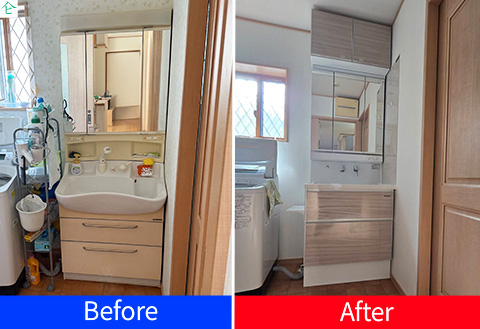 タカラ 洗面化粧台交換工事トレーシア