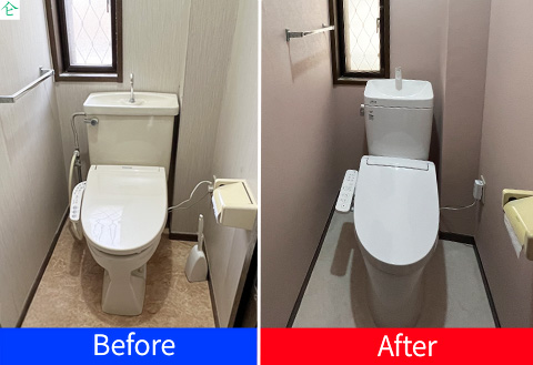 リクシル ウォシュレットトイレ交換工事
