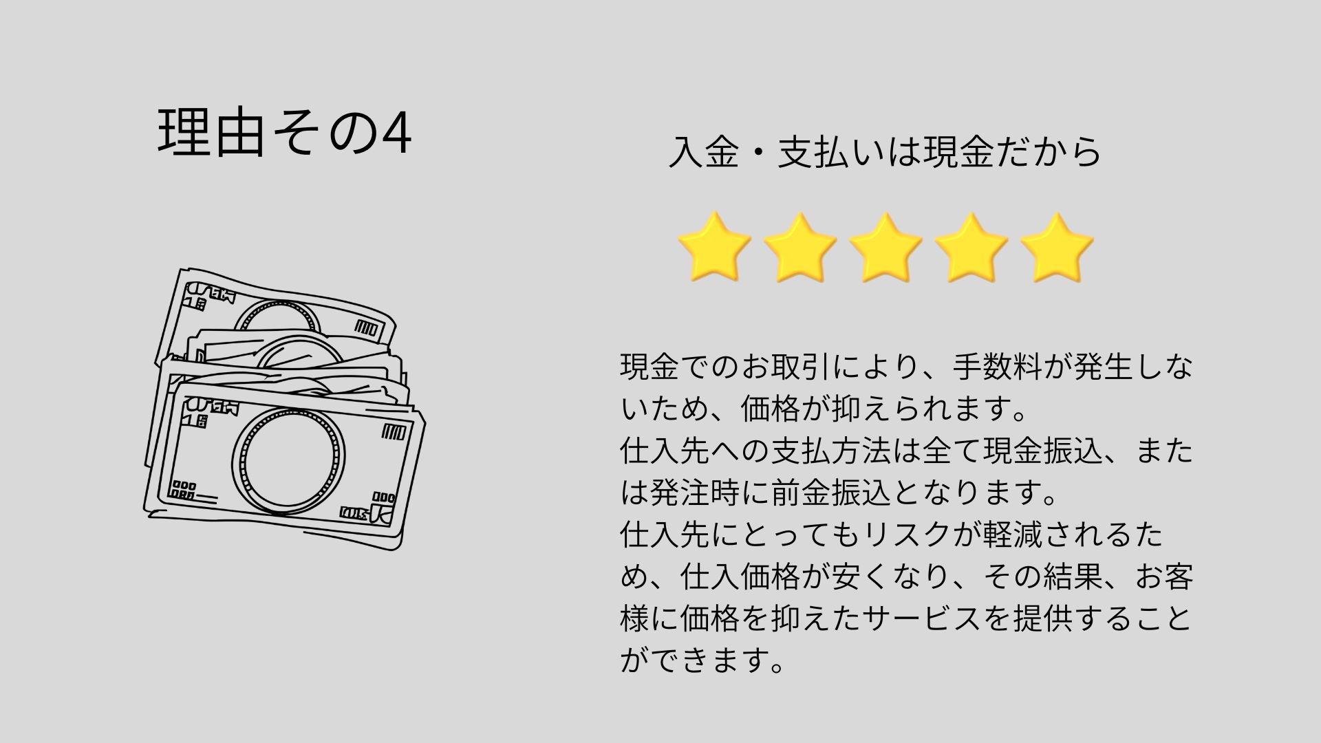 高品質・低価格の理由1